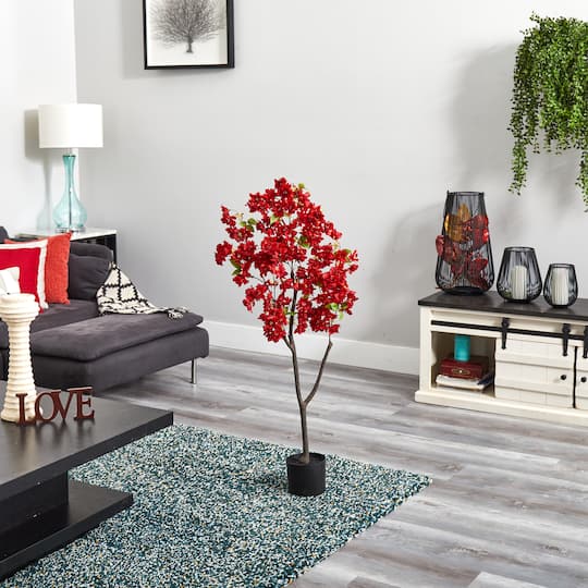 4ft. Potted Red Cherry Blossom Artificial Tree